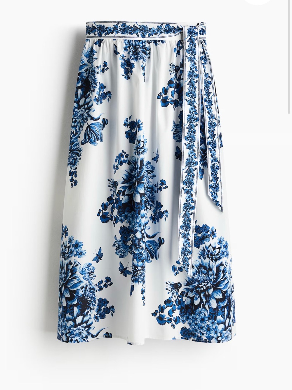 Tie-Detail Poplin Skirt